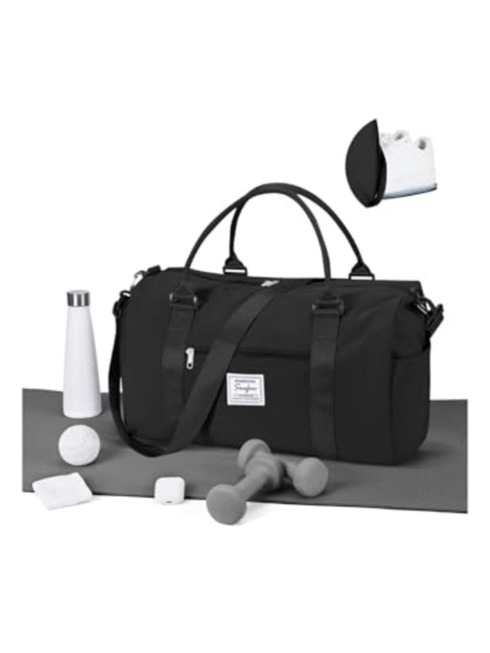 Waterproof Duffel Gym Bag with Shoe Compartment Travel Sports Weekender